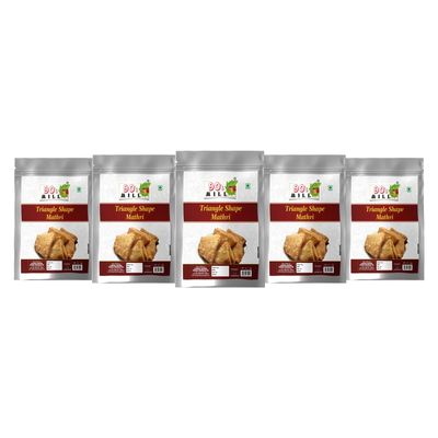 90's MILL Triangle Shaped Mathri Tricone Matri Crispy Triangle shaped tasty Marthis | Evening Chai Partner | Seasonal Crunch | Traditional Hand made Khasta Matthi Dahi Papri-1Kg*5Pack