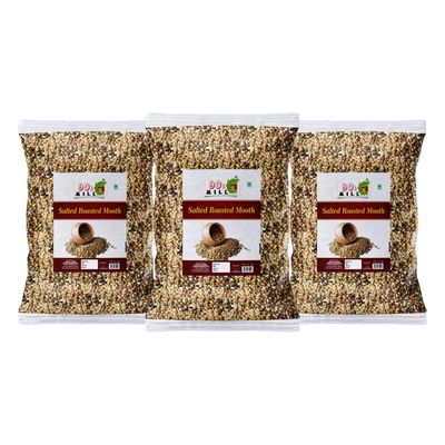 90's MILL Marwar Roasted Salted Moth/Mooth/Matki Bean Namkeen Snack | Vigna aconitifolia | Mat bean | Moth bean | Matki | Dew Bean Tasty Yummy Snack Healthy Snack High in Protein-280g*3Pack