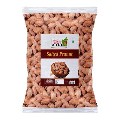 90's MILL Coconut Gluten Free Nariyal Pani Khari Sing Water Roasted peanut Groundnut Singdana Skin Removed Roasted Salted Peanuts Bharuch Mungfali Dana Namkeen Spicy Chakna Snack-250 * 1Pack