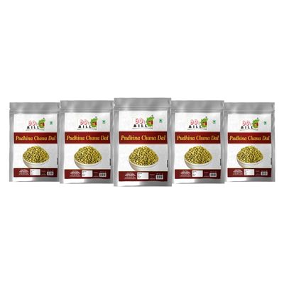 90's MILL Utsav Festival Snack Indori Namkeen Chana Dhaniya Dal | Chatpata Pudina Dhaniya Tasty Bengal split gram | All Time Favourite Party Crunchy Munchy Healthy Namkeen Snack-850g*5Pack