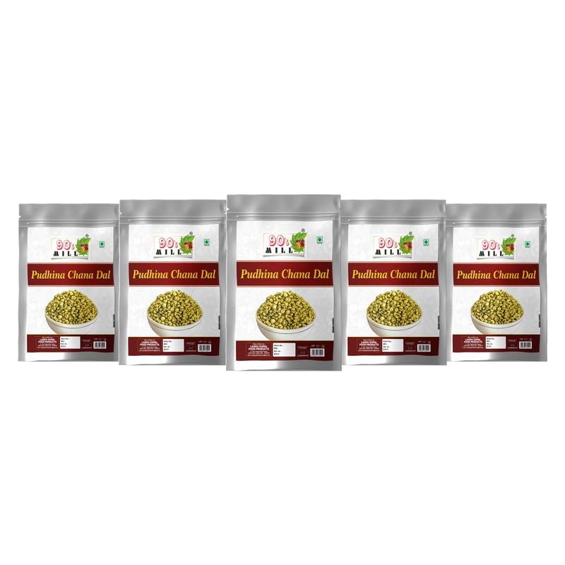 90's MILL Utsav Festival Snack Indori Namkeen Chana Dhaniya Dal | Chatpata Pudina Dhaniya Tasty Bengal split gram | All Time Favourite Party Crunchy Munchy Healthy Namkeen Snack-850g*5Pack