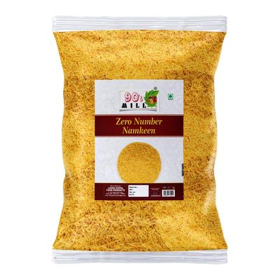 90's MILL Besan Namkeen Nylon Sev | Baarik Sev | Barik Sev | Sev Puri Bhel Puri Sev | Bhel Chaat Pani Puri Chaat Dahi Chaat Sev Zero Number Namkeen Sev | Non Spicy Fine Sev Fiki SEV-1Kg*1Pack