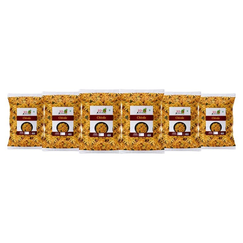 90's MILL Authentic Marathi Organic Chivda Namkeen | Badam Kaju Kishmish Peanut Chiwda | Chevda | Organic Namkeen | Healthy Indian Snacks | Crispy & Fresh Snack | No Preservatives-1Kg*6Pack