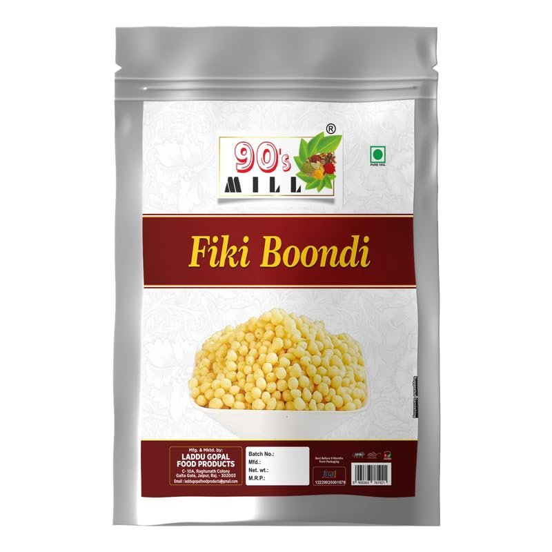 90's MILL Boondi Nugrey for Raita | Rayta Bundi | Crunchy Snacks | Summer Daily Rita Essential Nukti Boondi Bundi | Ready to Use Namkeen Snack | No Preservative & Food Colours-1Kg*1Pack