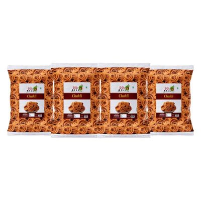 90's MILL Nagpur Murukku Chakli Chakoli Murukku Snack, Butter Chakli Chakoli Indian Snacks Namkeen | Ready to Eat snacks - Tea Time Chakli | Chakli Diwali Rakhi Snack and Namkeen-900g*4Pack