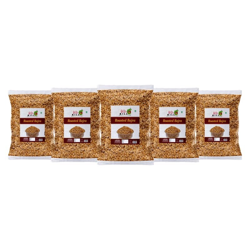 90's MILL Roasted Bajra Mix Namkeen Snacks for foodie Indians | Roasted Healthy Munchies | Diet Namkeen & Snacks High in Protein Bajra Puff Masala Evening Tea Time Roasted Snack-1Kg*5Pack