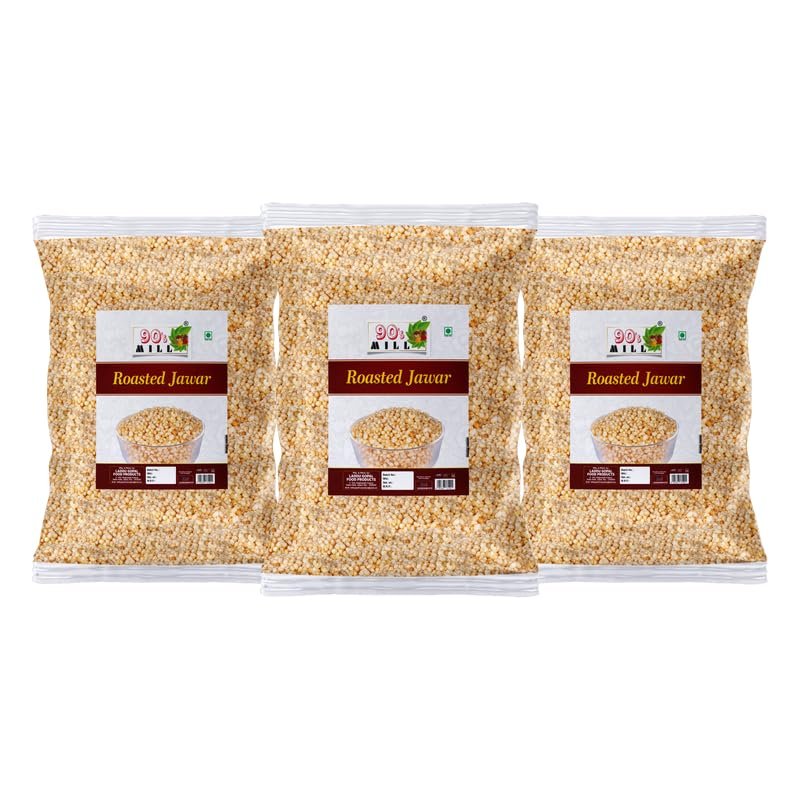 90's MILL Organic Classic Roasted Sorghum Puff Namkeen Snack | Oil Free Ready to eat Diet Namkeen Snack | Jowar Jawar Murmura Kurmura Puff Healthy Snack | Travel Friendly Snack-1Kg*3Pack