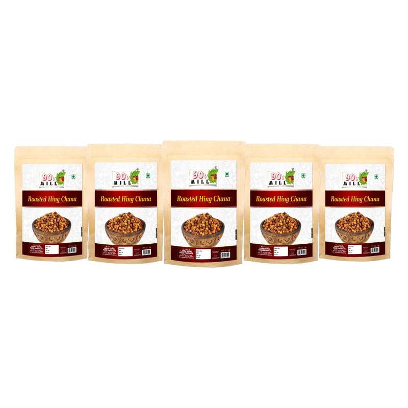 90's MILL Roasted Hing Jeera Masala Chana | Roasted Masala Chana Lightly Spicy & Crunchy | Healthy Roasted Chana - Hing Jeera Vegan, Gluten-Free Namkeen Snack Rich Protein Snacks-1Kg*5Pack