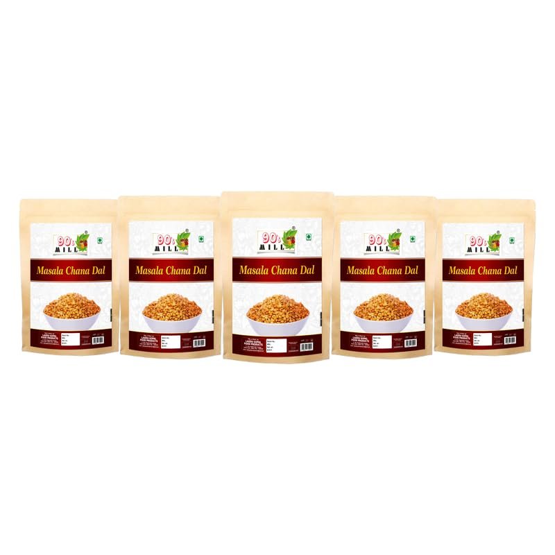 90's MILL MASALA CHANA DAL Namken Split Chickpeas Spicy & Crispy Taste Namkeen|Ghar Jaisi Hi Namkin|Healthy Snacks|Every Day Fresh Snacks|Traditional Indian Snack Namkeen-850g*5Pack