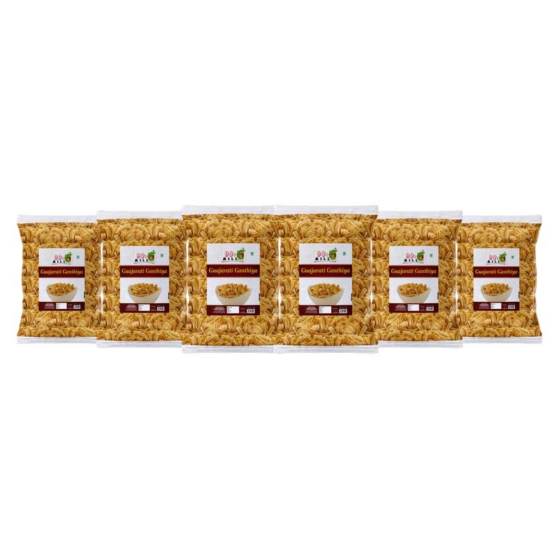 90's MILL Bhavnagar Classic Makhania Farsan | Makhania Gathiya Gathia Farsaan Namkeen Snack | Healthy Namken farshan namkeen Savoury Snack Chai Coffee Tea Party Namkin Snack-1Kg*6Pack