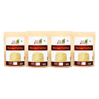 90's MILL Bhavnagari Gathiya Namkeen for Foodie Indians|Gujarati Ganthiya Snacks|Chai-Coffee Teatime Non-Spicy Nashta|Lite Snack For All Age Groups|Bachcho Ka Favourite Savoury Snack-850g*4Pack