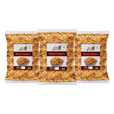 90's MILL Crsipy Madras Munchi Mix Farsan Besan Sev Peanuts, Boondi, Dry Fruits Spicy Mixture Made in South Indian Style | Bachcho Ka Favourite Tasty Yummy Snack Made In Groundnut Oil-250 * 3Pack