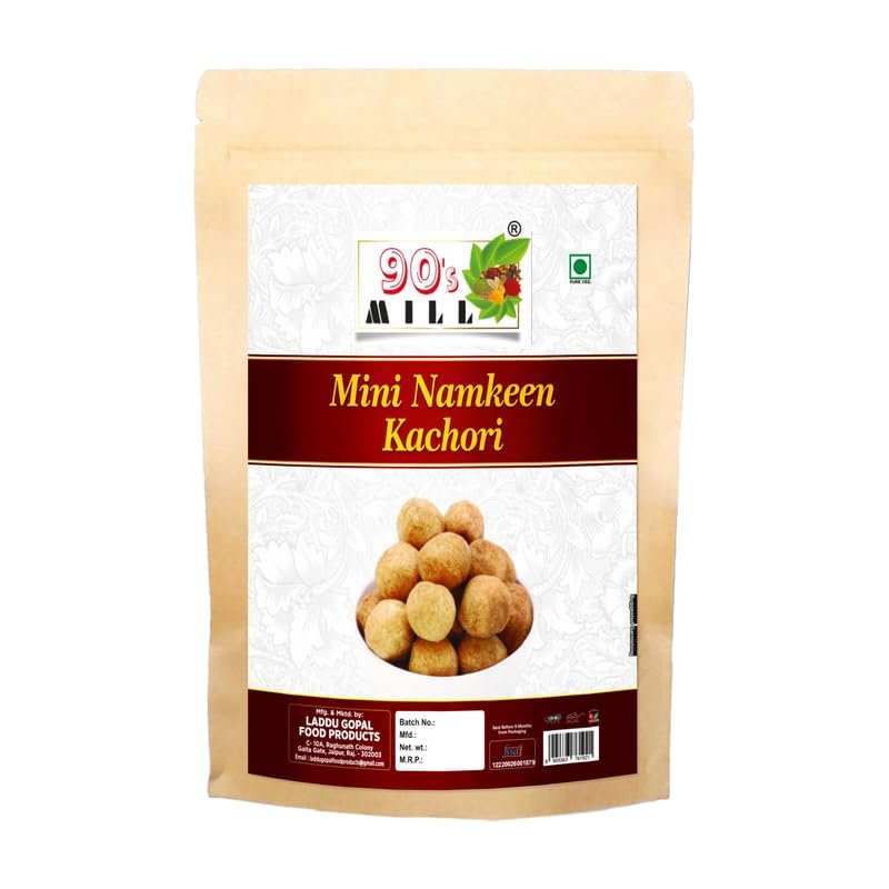 90's MILL Authentic Nagpur Gol Kachauri Namkeen Snack | Perfect Choice for Snacks Party | Spicy Crispy Patty | Dry Kachori Nashta Naashta | Filled with Baked Masala Moong Mung Dal-1Kg*1Pack
