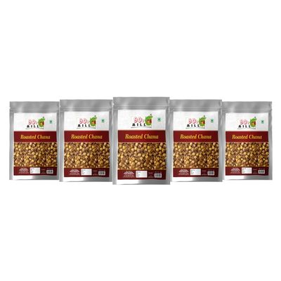 90's MILL Authentic Roasted Plain Un Salted Chana Bhuna Bengal Gram Chickpeas | Indian Vegan and Healthy Snack Food Enjoy with Chai, Green Tea, Coffee High Protein Food Snack-900g*5Pack