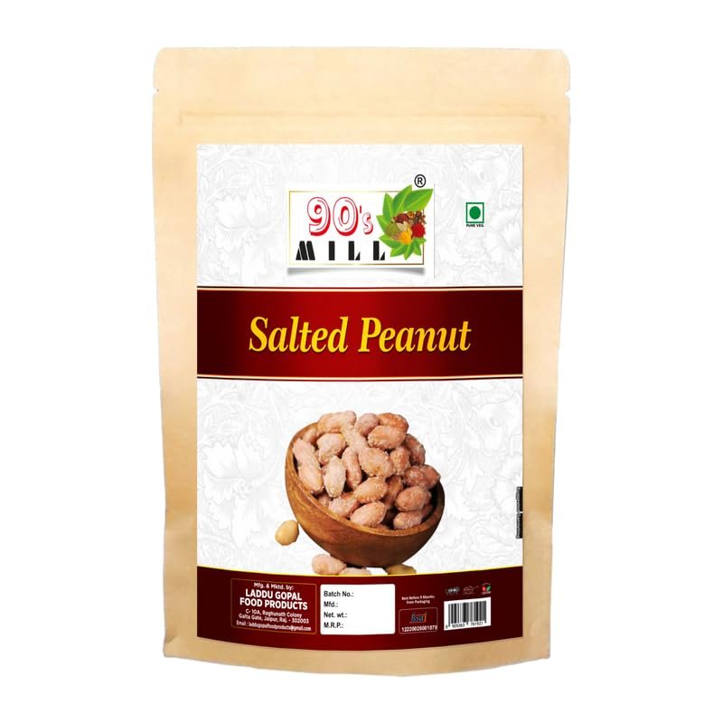 90's MILL SING Roasted Peanuts (Khari Sing) | Salted Mungfali | Peanut Plus Roasted Peanuts Salted, Snack and Namkeen | Fast Vrat Upwaas Navratri Snack||Rakhi Diwali Festive Snack-300g*1Pack