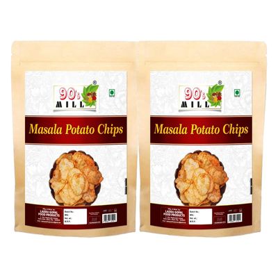 90's MILL Marwar's Organic Ready to eat Namkeen Potato Chips Spicy | Red Chilli Aloo Chips | Low Fat Masala PATTA Wafer | Tasty Yummy Snack Healthy Snack | Batata PATTA Wafer Chips-900g*2Pack