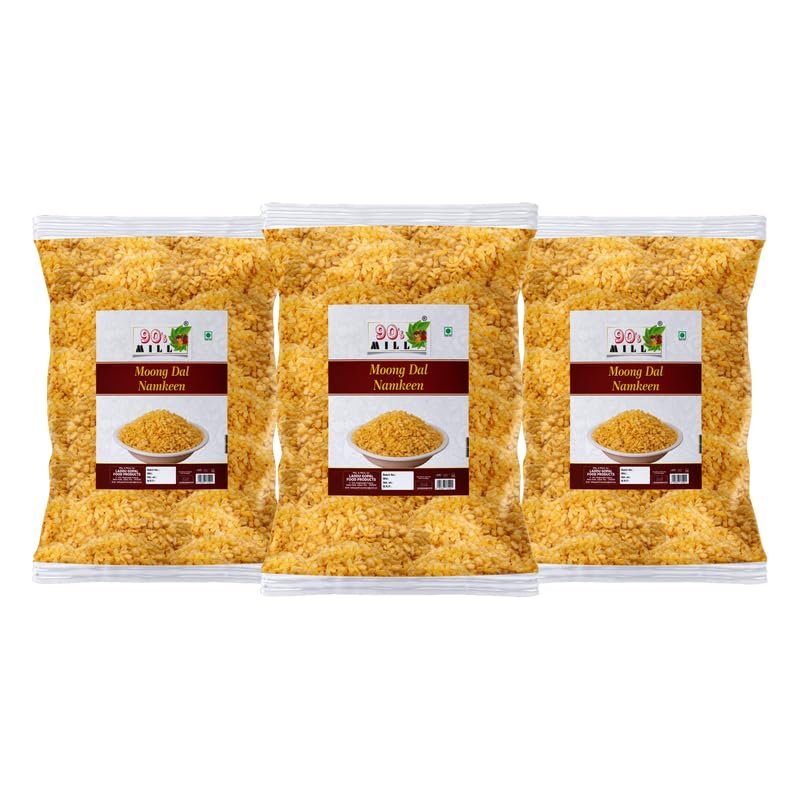 90's MILL Daryaganj Special Organic Salted Moong Dal Namkeen | Salty Moong Dal | Organic Namkeen | Fried in Cold Pressed Groundnut Oil | Healthy Indian Snacks | No Preservatives-850g*3Pack