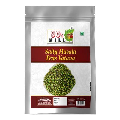 90's MILL Organic DIET Bhuna Hara Matar Green Salty Masala Peas Vatana Chakhna Namkeen Snacks | Sing Hara Matar Green Salty Masala Peas Watana | Green Matar Roasted Spicy Peas-1Kg*1Pack