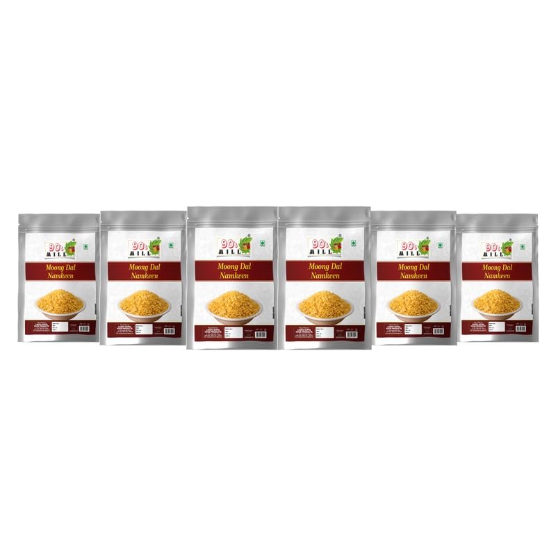 90's MILL Aslee Marwar Ki Moong Dal Crispy Moong Dal coated with Salt | Not Spiced yet Flavorful | Favorite Teatime Snack of India | Made with Ground Nut Oil Diwali Healthy Namkeen-900g*6Pack