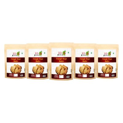 90's MILL Bumbai Nagariya Homemade Ajwain Namkeen Mathi, Indian Masala Crispy Khasta Matthi, Healthy and Hygienic Snacks, Delightful Ready to Eat Mathri | Dahi Papdi Mathri-900g*5Pack