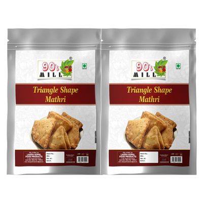 90's MILL Marwari Chaat Papdi/Chaat Puri/Chat Papdi/Chat Puri/Bhalla Puri/Dahi Papri/Mathri Snacks|Khasta Matthi|Ajwain Mathi|Evening Tea Time Ready to Eat Indian Snacks Namkeen-350g*2Pack