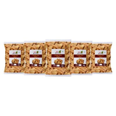 90's MILL Chaat Papdi Bhel Puri||Chat Puri||Chat Papdi||Dahi Bhalla||Dahi Chaat Triangle Trikoni Mathri||Evening Tea Time Snacks Namkeen Crispy Ready to Eat Lachaa Papdi Mathi-850g*5Pack