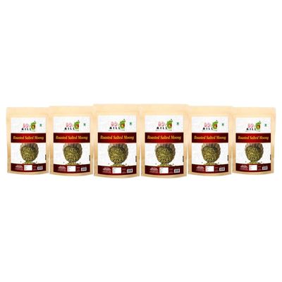 90's MILL Popular Roasted Green Moong Whole Sprouted Maash Green Bean Munggo Namkeen Snack | Rich in Protein | Roasted Salted Green Moong Tasty Yummy Healthy Snack No Additives-1Kg*6Pack