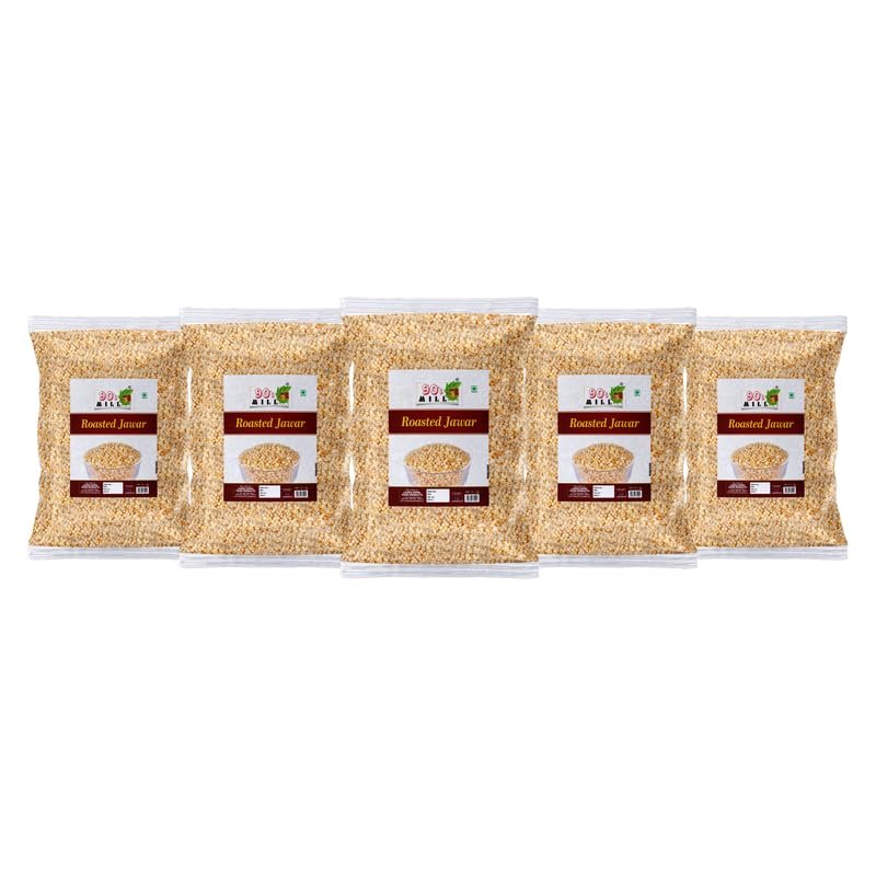 90's MILL Ahmednagar White Sorghum Kurmura Murmura Puff Snack | Roasted Sorghum Murmure Puff Snack | Oil Free Ready to eat Namkeen Snack | Travel Friendly Favourite Namkeen Snack-1Kg*5Pack