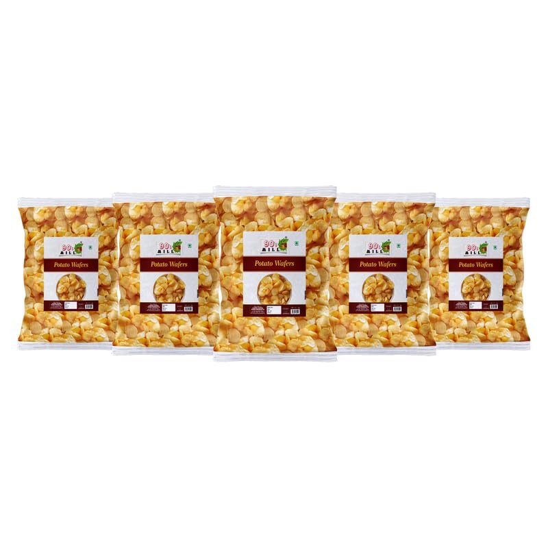 90's MILL Urulakizhangu Chips Wafers Namkeen Snack | Falahari Aloo Batata Alu Chips Wafers | Uralaikilangu Wafers/Chips Ready to eat Bachcho Ka Favourite Healthy Namkeen Snack-850g*5Pack