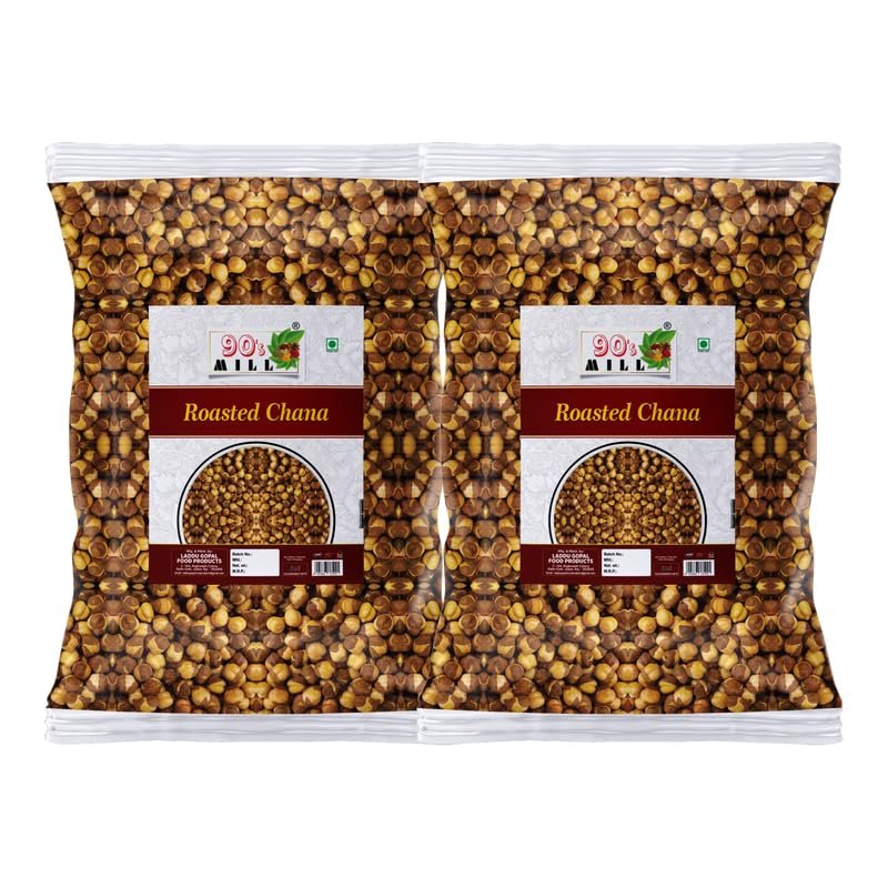 90's MILL Bhuna Chana | Roasted Masala Chickpeas Roasted Chana | NO MSG | Vegan | Not Fried | Organic Best Roasted Chana, Bhuna Chana | Ready to eat Rich in Vitamins and Minerals-350g*2Pack