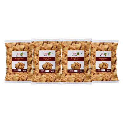90's MILL Chaat Papdi Bhel Puri||Chat Puri||Chat Papdi||Dahi Bhalla||Dahi Chaat Triangle Trikoni Mathri||Evening Tea Time Snacks Namkeen Crispy Ready to Eat Lachaa Papdi Mathi-900g*4Pack
