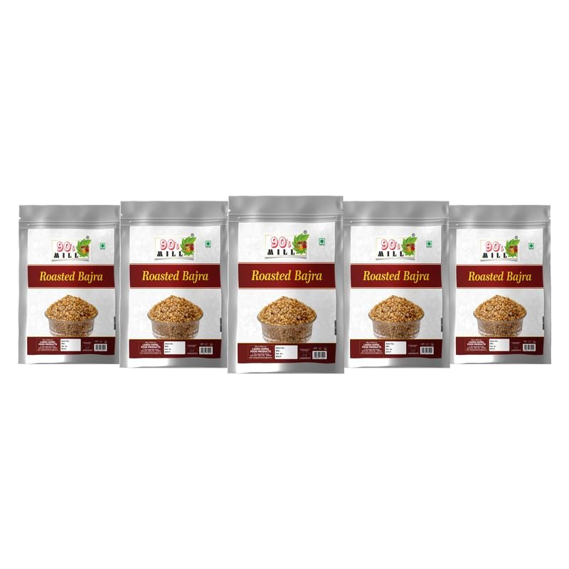 90's MILL Roasted Snacks Bajra Puffs Less Fat Rich Protein Healthy Snacks | No Artificial Colours | Diet Roasted Bajra (Millet) Puffs High Fibre, Gluten Free, Low Calorie Snack-900g*5Pack