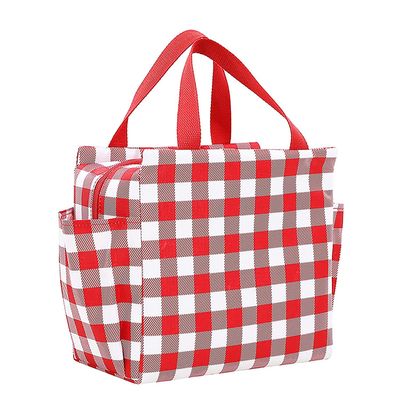 Luxula Waterproof Thermal Insulated Travel Lunch Storage Bag Leak-Proof Hot Cold Lunch Bag Reusable Tote Bag with Inner Aluminum Foil for School Picnic Office Outdoor (1 Pc) (Red and Grey)