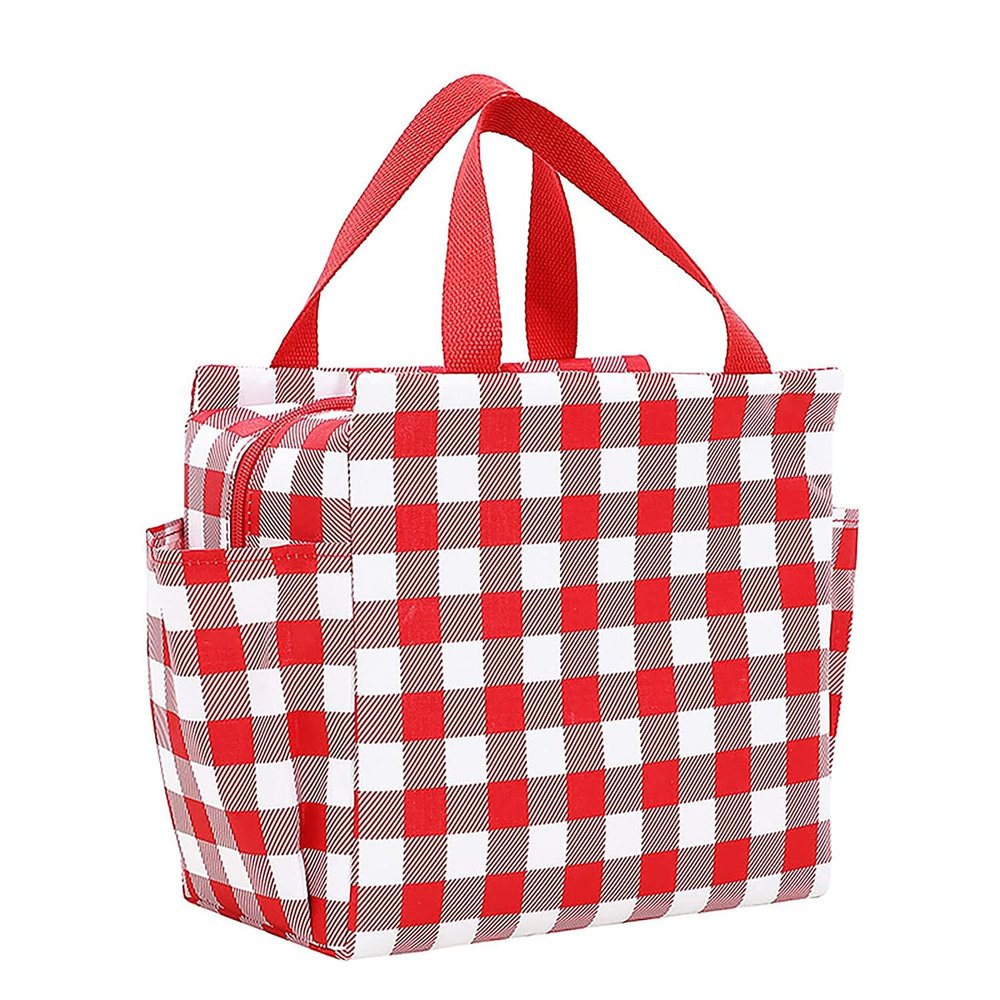 Luxula Waterproof Thermal Insulated Travel Lunch Storage Bag Leak-Proof Hot Cold Lunch Bag Reusable Tote Bag with Inner Aluminum Foil for School Picnic Office Outdoor (1 Pc) (Red and Grey)