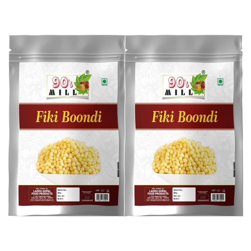 90's MILL Boondi Nugrey for Raita | Rayta Bundi | Crunchy Snacks | Summer Daily Rita Essential Nukti Boondi Bundi | Ready to Use Namkeen Snack | No Preservative & Food Colours-900g*2Pack