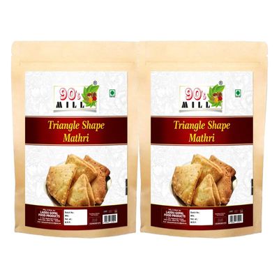 90's MILL Bumbai Nagariya Homemade Ajwain Namkeen Mathi, Indian Masala Crispy Khasta Matthi, Healthy and Hygienic Snacks, Delightful Ready to Eat Mathri | Dahi Papdi Mathri-900g*2Pack
