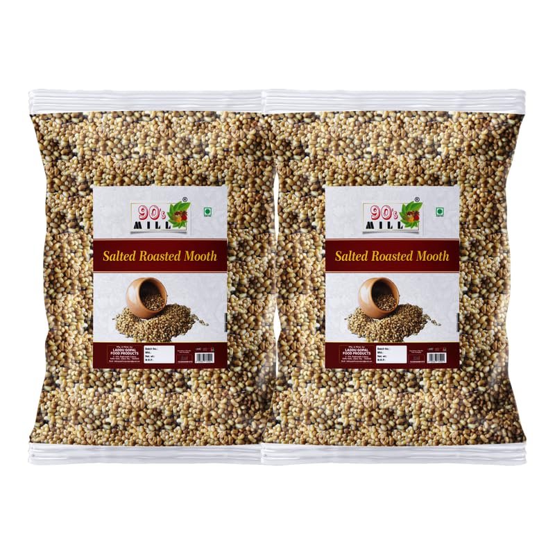 90's MILL Authentic Namkeen Roasted Moth Matki Namken Snack | Crunchy Tea Time Breakfast Snack | Chatpata Salty Masala Muth Matki Moth bean Party Snack | Cocktail Chakhna Party Snack-350g*2Pack