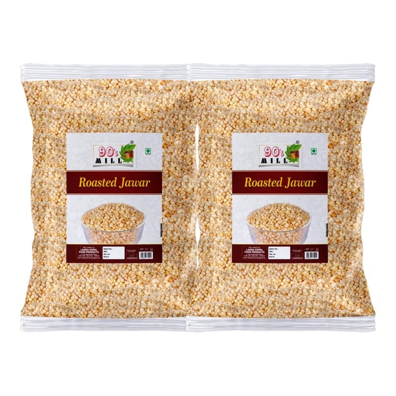 90's MILL Ahmednagar White Sorghum Kurmura Murmura Puff Snack | Roasted Sorghum Murmure Puff Snack | Oil Free Ready to eat Namkeen Snack | Travel Friendly Favourite Namkeen Snack-850g*2Pack