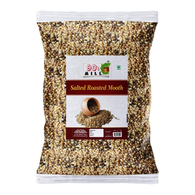 90's MILL Authentic Namkeen Roasted Moth Matki Namken Snack | Crunchy Tea Time Breakfast Snack | Chatpata Salty Masala Muth Matki Moth bean Party Snack | Cocktail Chakhna Party Snack-1Kg*1Pack