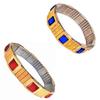 Blood Pressure Metal Chain Stretchable Bracelet Pack Of 2 For Men & Women 6 High Power Magnet Maintain Blood Circulation Weight Loss Pain Relief BP Moniter Red & Blue Stone view 1