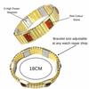 Blood Pressure Metal Chain Stretchable Bracelet Pack Of 2 For Men & Women 6 High Power Magnet Maintain Blood Circulation Weight Loss Pain Relief BP Moniter Red & Blue Stone view 2