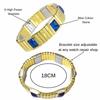 Blood Pressure Metal Chain Stretchable Bracelet Pack Of 2 For Men & Women 6 High Power Magnet Maintain Blood Circulation Weight Loss Pain Relief BP Moniter Red & Blue Stone view 3
