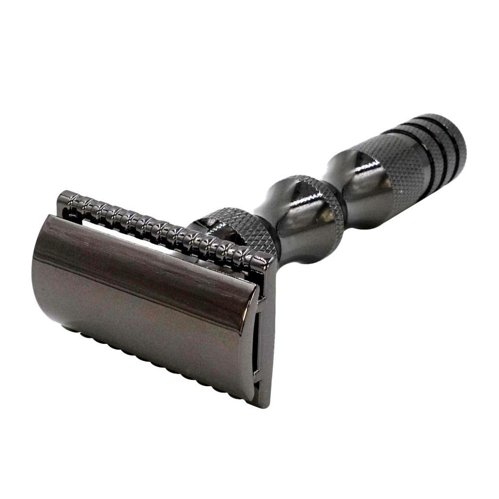 JAZZY PEARLS Zin Alloy Men Double Edge Safety Shaving Razor Beard Grooming Tool Black
