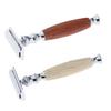 JAZZY PEARLS Wood Handle Double Edge Safety Shaving Razors Moustache Grooming Tool Brown view 2