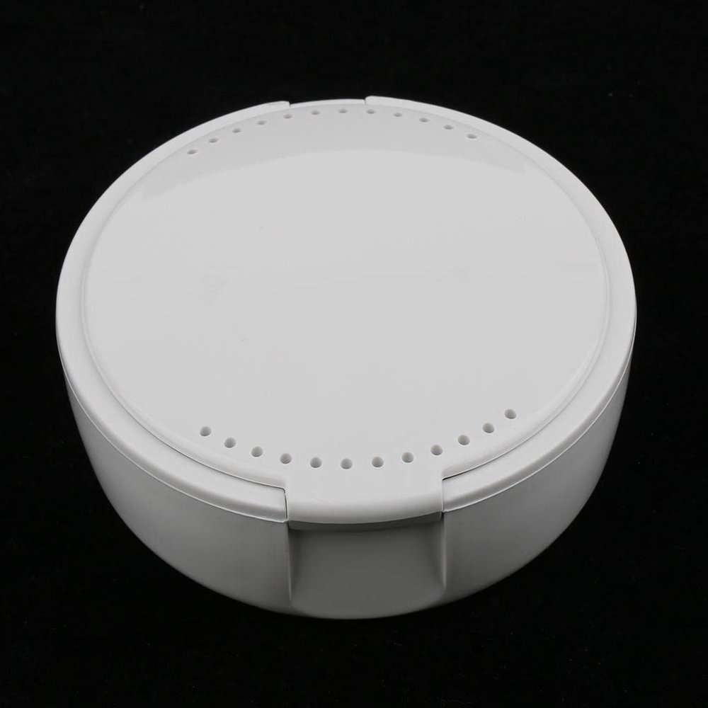JAZZY PEARLS Mouth Guard Case Orthodontic Retainer Box Denture Storage Container White