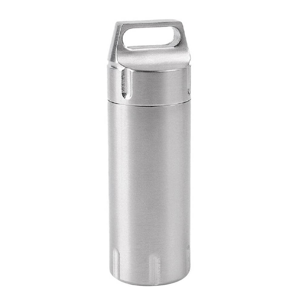 JAZZY PEARLS Waterproof Airtight Capsule Pill Fob Dry Box Sealed Matches Case Silver