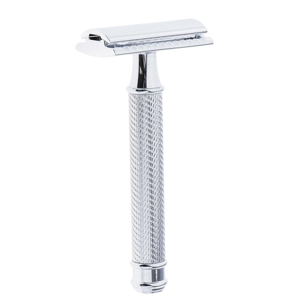 JAZZY PEARLS Classic Manual Safety Razors Double Edge Shaver for Men Daily Shaving Silver