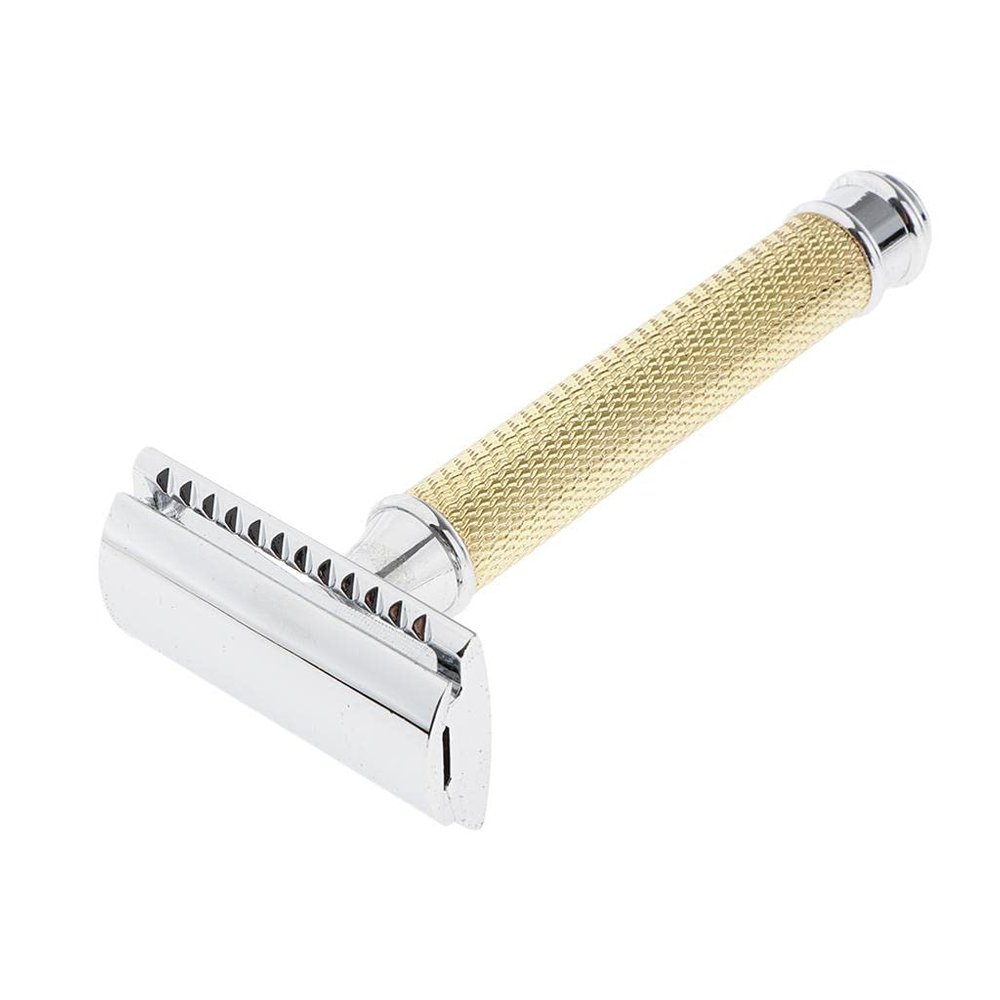 JAZZY PEARLS Classic Manual Safety Razors Double Edge Shaver for Men Daily Shaving Golden