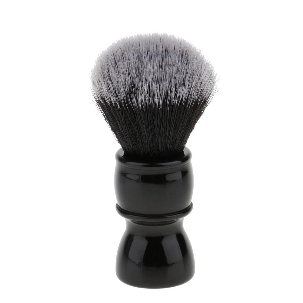 JAZZY PEARLS Men Barber Salon Shaving Grooming Brush Resin Handle Nylon Hair Black