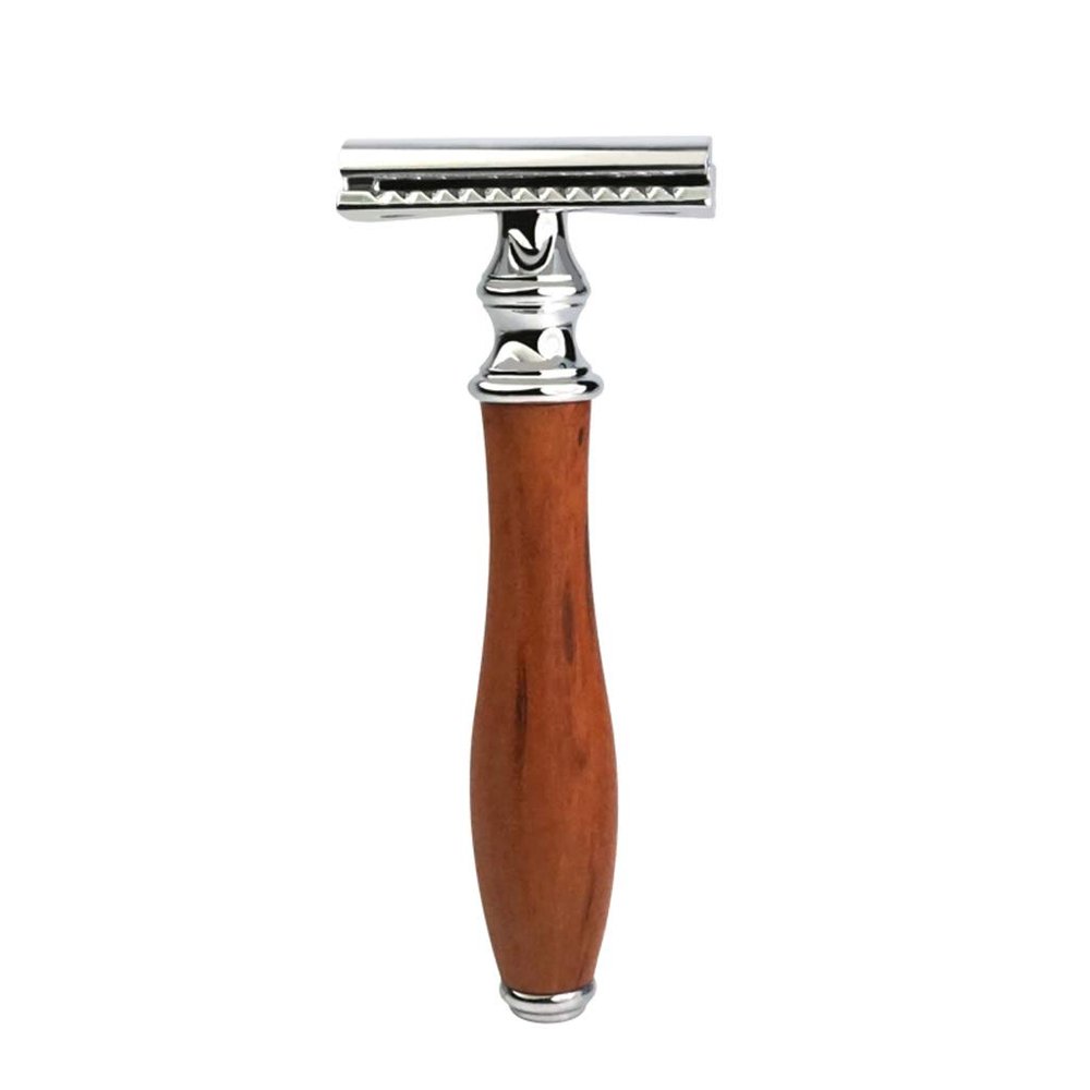 JAZZY PEARLS Classic Double Edge Safety Razor Vintage Shaver Aluminium Alloy Dark Brown